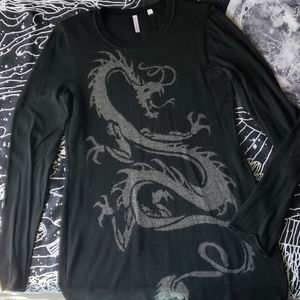 Black Serpent Dragon Wool Sweater Dress